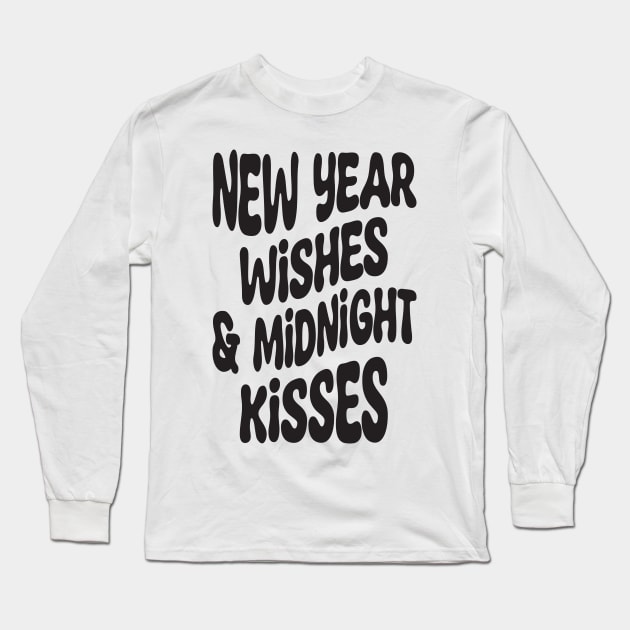 New Year Wishes Midnight Kisses Long Sleeve T-Shirt by MZeeDesigns